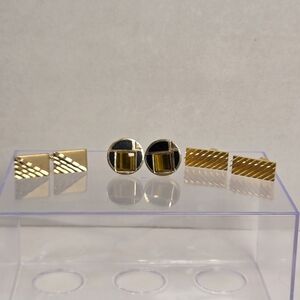 3 Pair Of Vintage Gold Tone Cufflinks